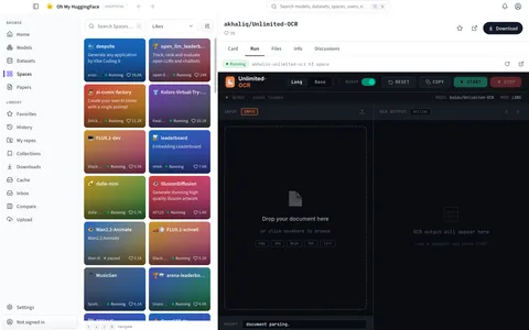 A running Space open in its Run tab